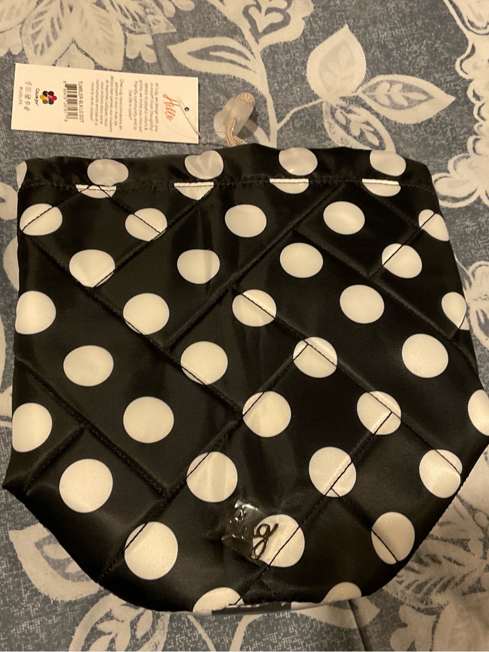 Lug Tumbler Storage Pouch, Black Large Dot